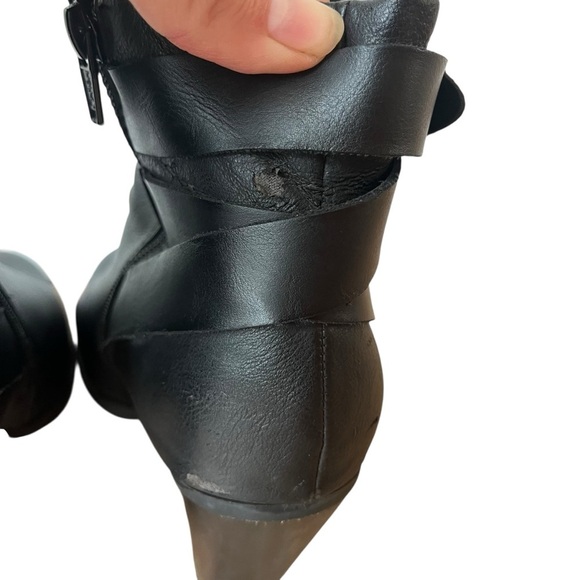 Apt. 9 Black Ankle Boots Size 8.5 – Heeled Booties w/ Buckle Detail Faux Leather - Picture 8 of 16